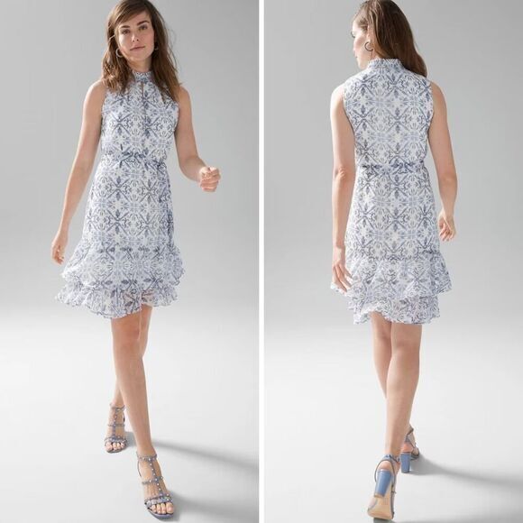 New! White House Black Market Tile Print Mini Dress , size XS - Picture 1 of 16